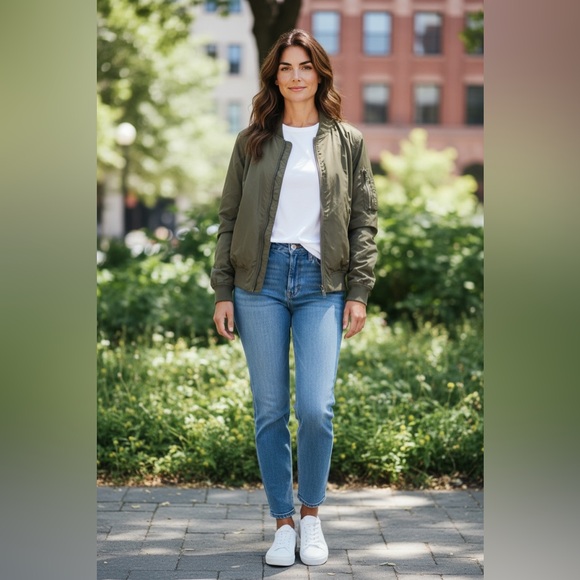 Levi's Jackets & Blazers - Levi’s Olive Green Bomber Jacket Zip Front Utility Coat